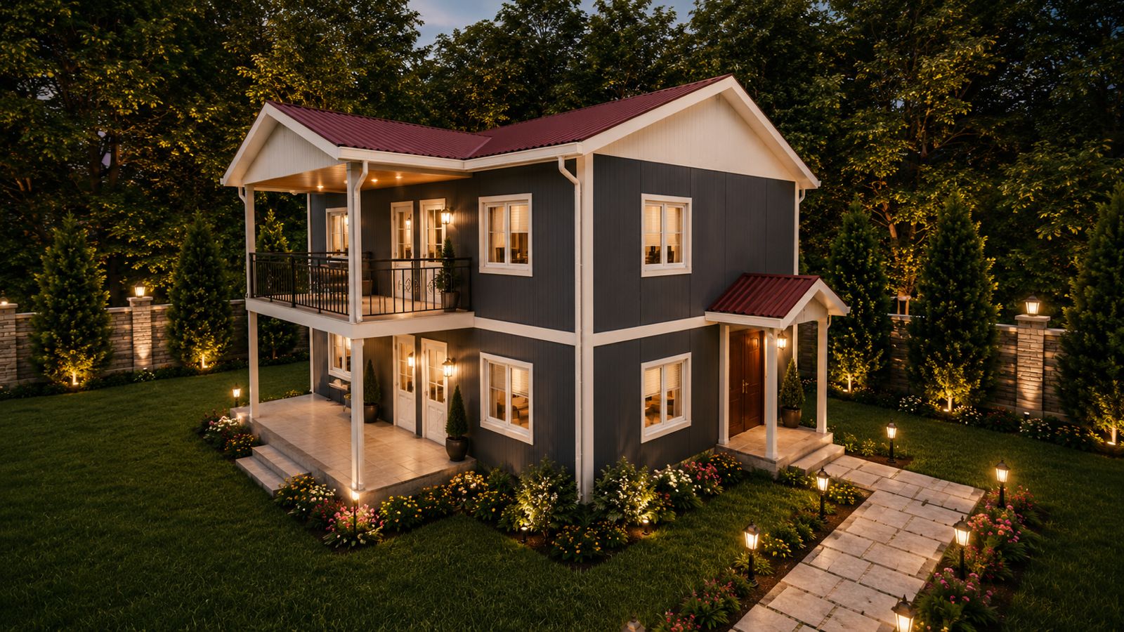 129m² İki Katlı Prefabrik Ev